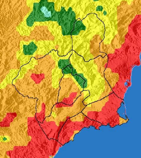 Riesgo medio de incendio forestal en la Región de Murcia este 30 de agosto