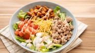 Burger in a bowl made with seasoned ground turkey and a tangy sauce