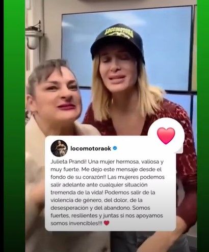 Se hizo viral un video de “Locomotora” Oliveras con un mensaje emotivo para Julieta Prandi antes del juicio