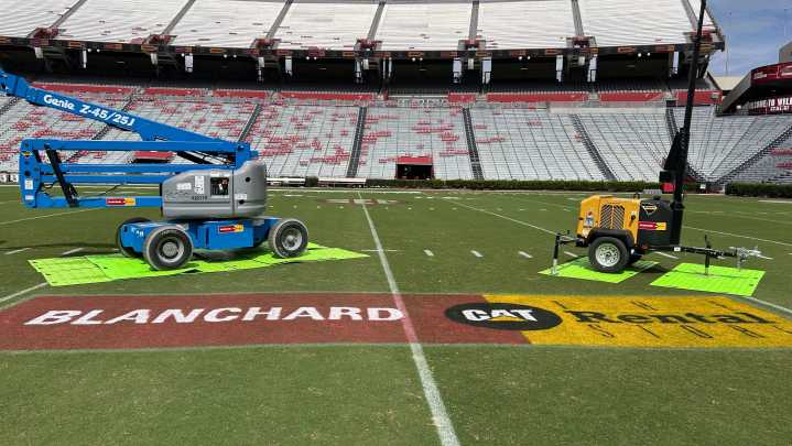South Carolina partners with Blanchard Machinery, first-ever corporate sponsored logos on field