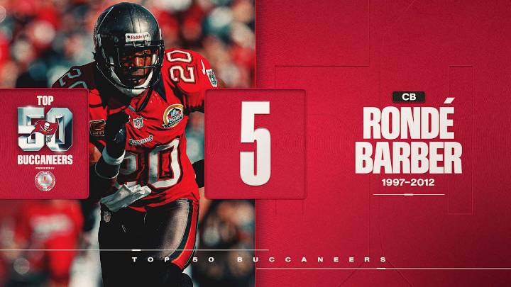 The No. 5 Player in Team History: Rondé Barber | 50 Seasons, Top 50 Buccaneers Revealed