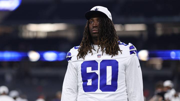 Tyler Guyton, Jaydon Blue practice for Cowboys Monday