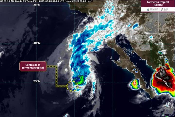Tormenta Tropical Juliette se debilita frente a la Península de Baja California
