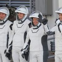 Five astronauts leave space station for trip back to Earth