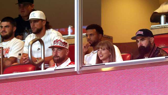 Taylor Swift joins fiancé Travis Kelce at Husker