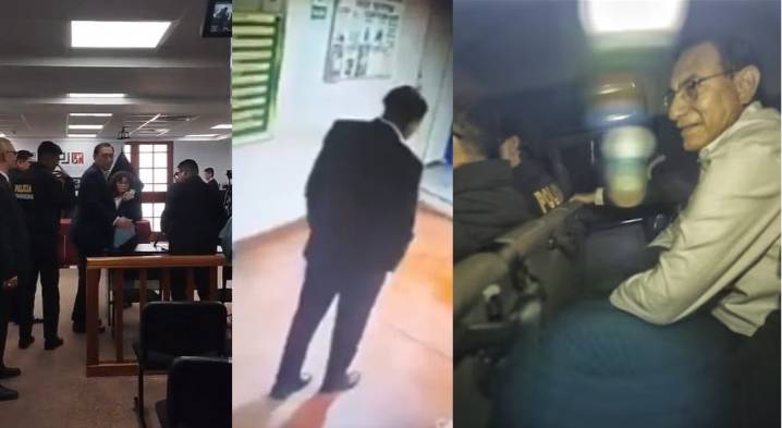 Desencajado y forzando sonrisas Martín Vizcarra fue trasladado al penal de Barbadillo