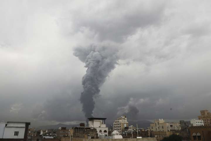 Israeli airstrikes targeting Houthis rock Yemen’s capital Updated 18 mins ago