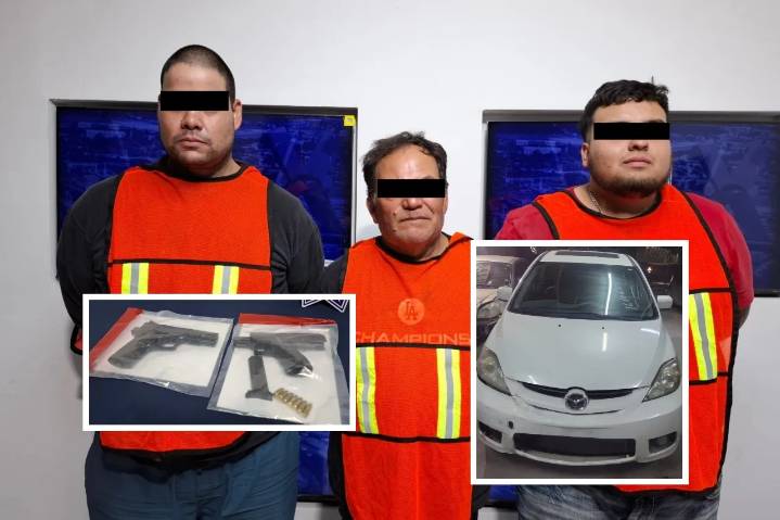 Caen 3 armados a bordo de auto robado; los vinculan con asaltos afuera de bancos