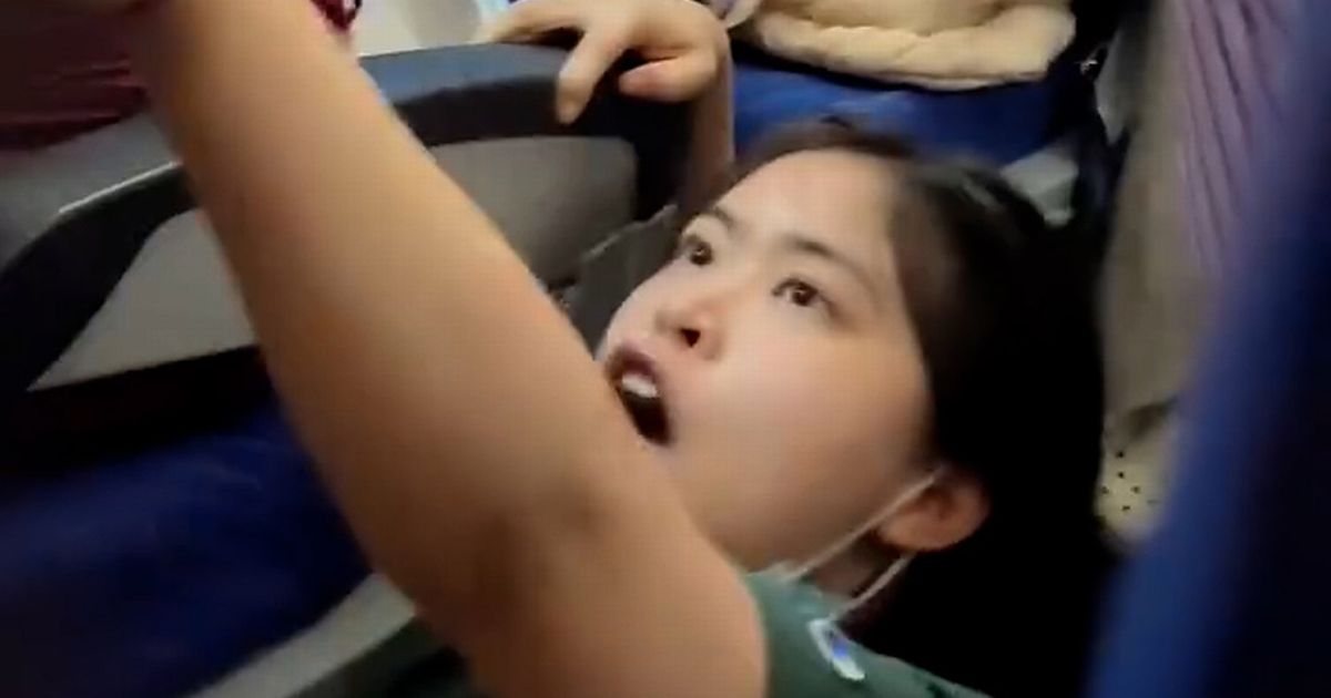 Moment family attacks woman complaining over child kicking chair on flight