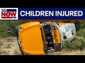 Texas school bus rollover crash: Several children injured