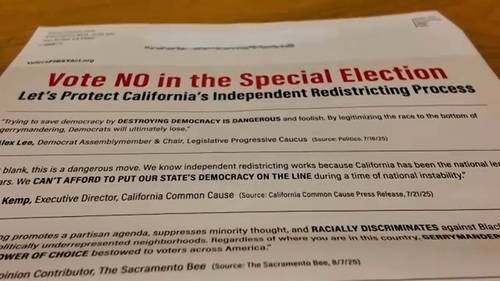 Mailers already being sent to California voters against redistricting plan