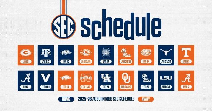 Auburn men’s basketball 2026 SEC schedule announced