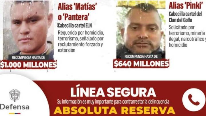 Estos son los rostros de los tres cabecillas más buscados en Antioquia: hasta mil millones de recompensa