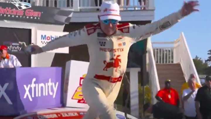 NASCAR driver rushed to hospital after horror fall from car while celebrating as he's left motionless on floor