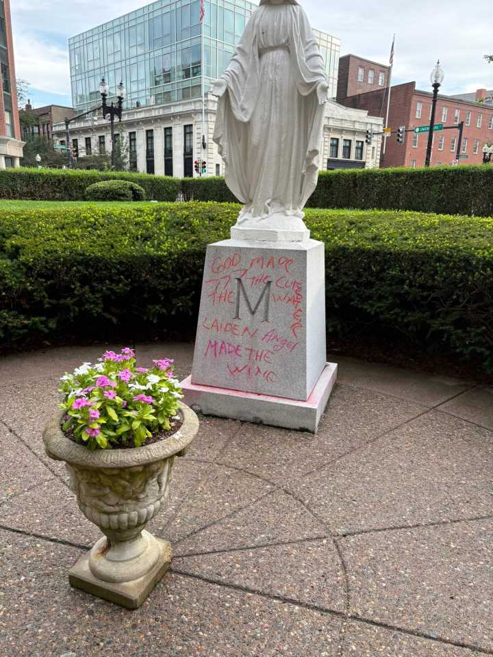 Virgin Mary statue vandalized; city councilor calls for hate crime investigation