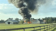 Detached garage catches fire in Suffolk