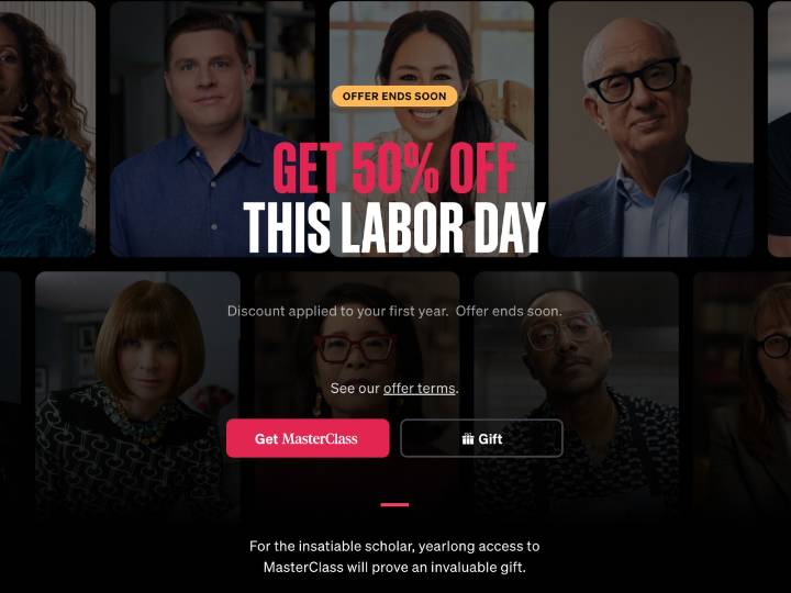 Labor Day deals 2025: MasterClass slashes annual membership prices by half