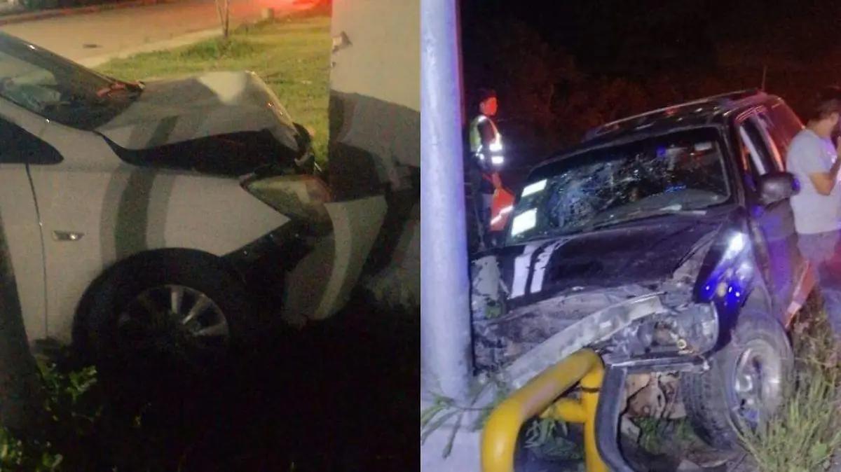 Madrugada de accidentes en Altamira: choques contra muro y caseta de vigilancia