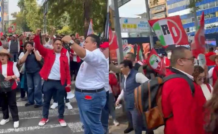 Militantes priistas se manifiestan en apoyo a "Alito" Moreno tras trifulca con Noroña; marcharán hacia el Senado
