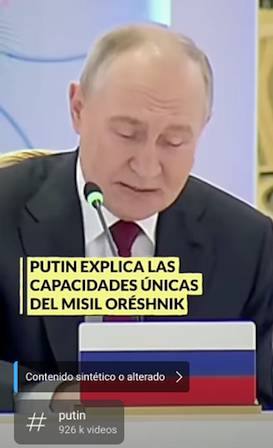 (VIDEO) El presidente Putin explica como funciona el misil hipersónico Oriesnik