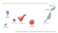 Infografía: Comparativa de la superficie quemada en la península con Canarias