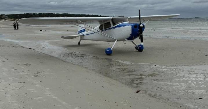 Plane Makes Emergency Landing On Black Beach