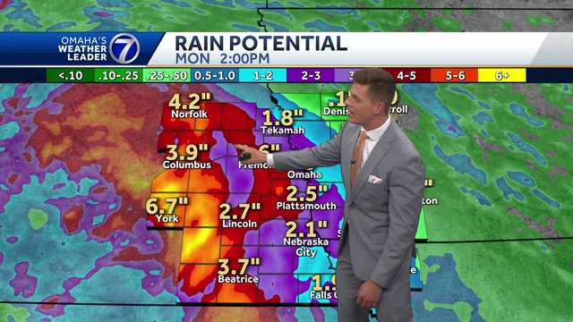 Heaviest rainfall parts of eastern Nebraska through Labor Day weekend