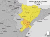 Avisos naranjas por lluvias y tormentas en Bajo Aragón, para el martes 19 de agosto