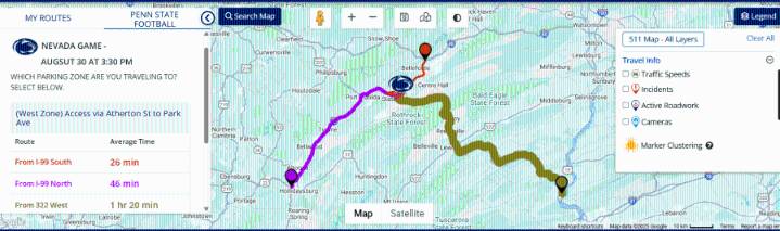 How to quickly check traffic for Penn State Football home games
