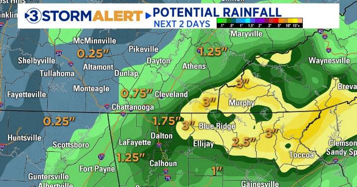 Scattered showers this evening. Isolated storms with heavy rain possible tomorrow