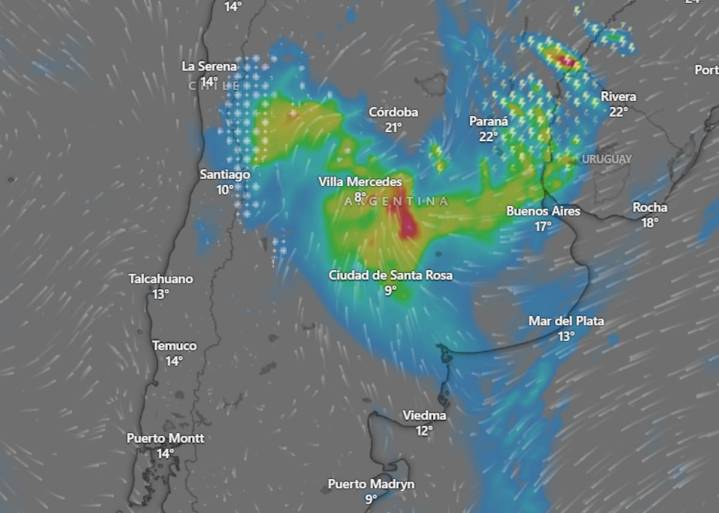 Tormentas y fuertes vientos. El SMN emitió el pronóstico para este jueves y anticipó la llegada de la ciclogénesis