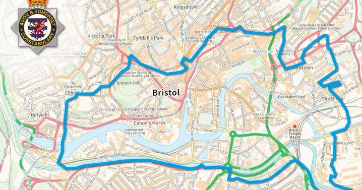 Map shows Bristol 'dispersal zone' where police will have more powers today