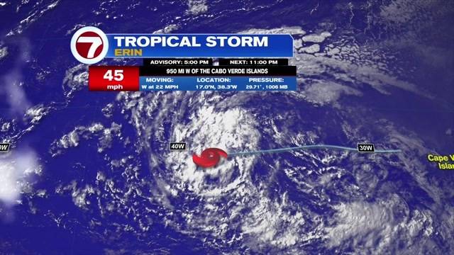 Tropical Storm Erin is expected to strengthen into the first hurricane of the Atlantic season