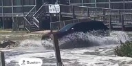 Ocean overwash at the Cape Hatteras Motel in Buxton, NC