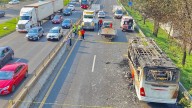Autobús de pasajeros se incendia tras choque en la México