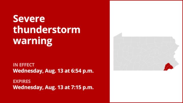 Update: Thunderstorms with damaging winds in Chester and Delaware counties Wednesday
