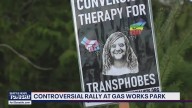 Religious rally and counter protest held at Gas Works Park in Seattle