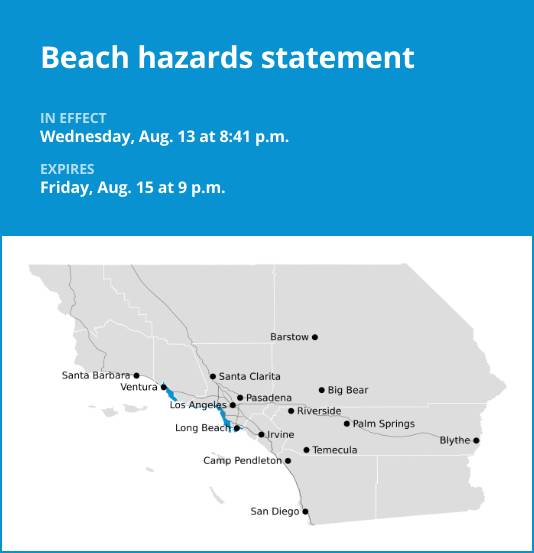 Update: Beach hazards statement active for Los Angeles County beaches until Friday night