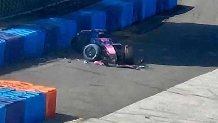 Colapinto sufrió un fuerte accidente durante los test de la Fórmula 1 en Hungría y debió ser atendido por los médicos