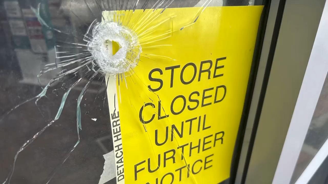 Bullet holes visible at Atlanta pharmacy across the street from the CDC after shooting on Friday