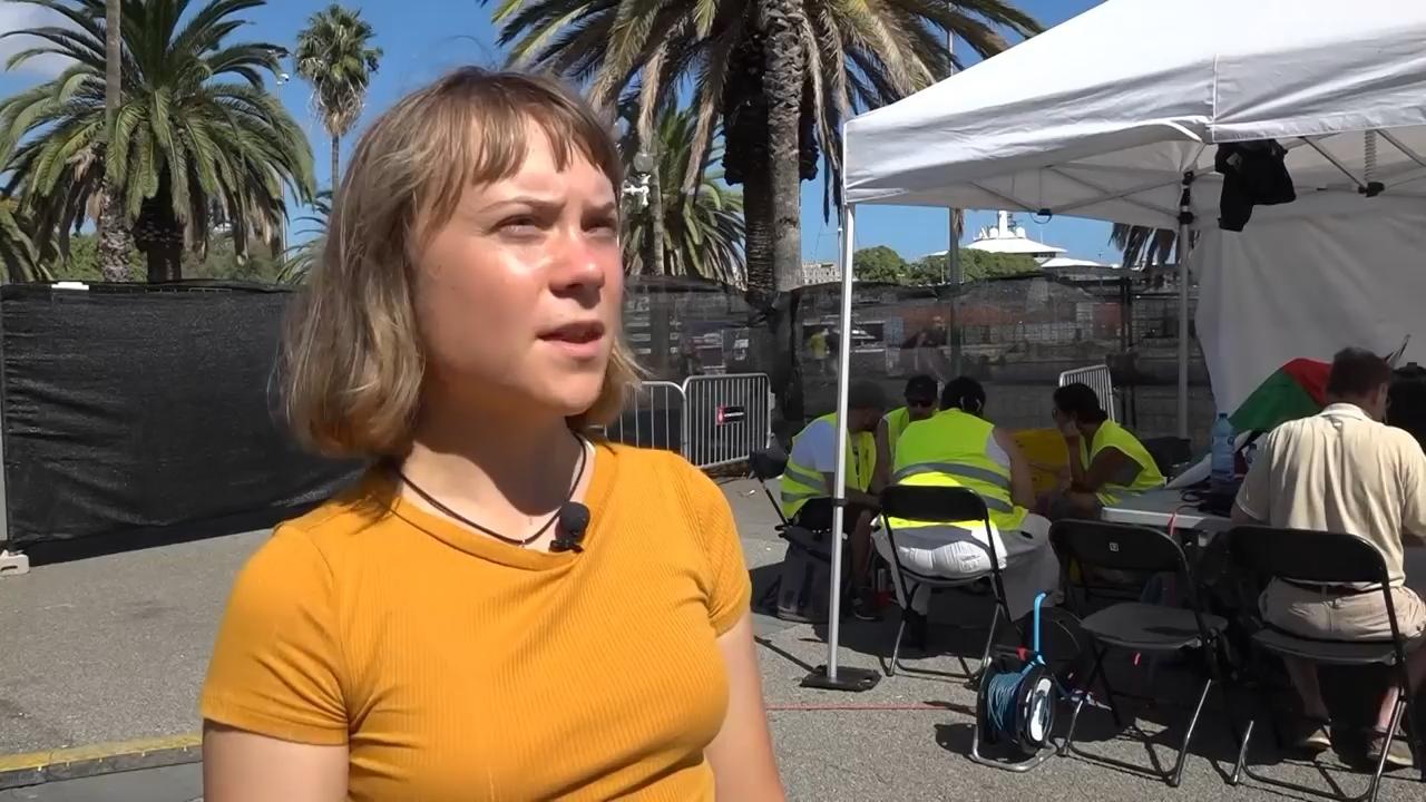 Greta Thunberg interview before departure of flotilla carrying aid to Gaza