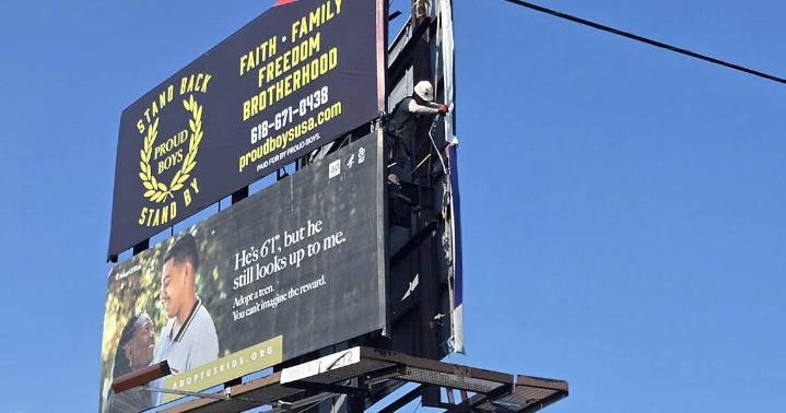 Billboard for Proud Boys hate group removed in southern Illinois after public pressure
