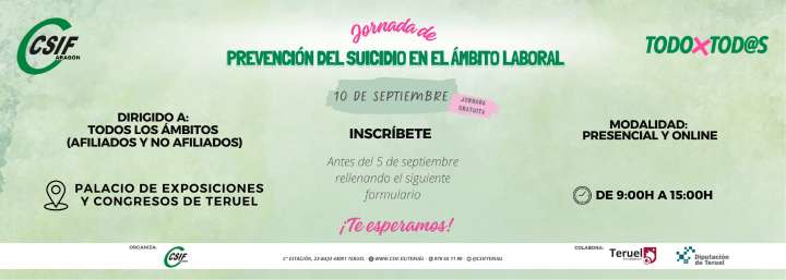 El sindicato CSIF organiza una Jornada de Prevención del Suicidio en el Ámbito Laboral