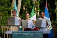 Desde Calakmul, Sheinbaum y presidentes de Guatemala y Belice firman acuerdo por el Corredor Biocultural de la Gran Selva Maya