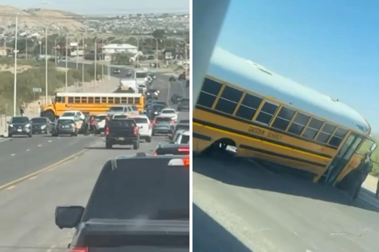 Se accidenta camión escolar lleno de estudiantes en El Paso