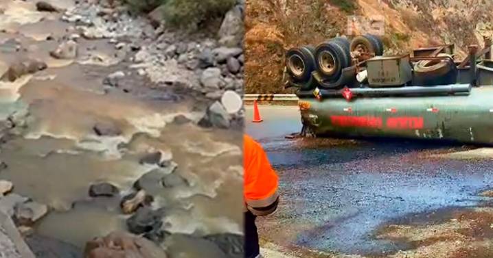 Camión cargado de petróleo se vuelca en la Carretera Central y derrama combustible en el río Rímac