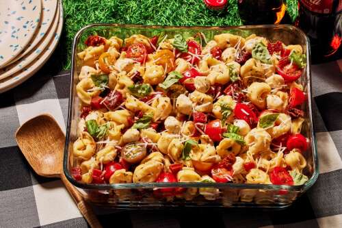Poolside pizza pasta salad a busy mom’s idea of summer entertaining