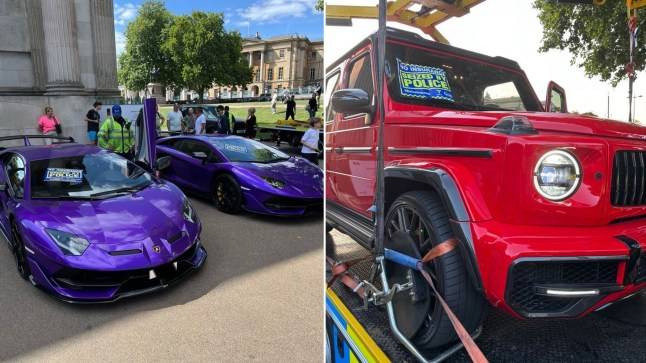 Purple Lamborghinis seized in £7,000,000 supercar police raid