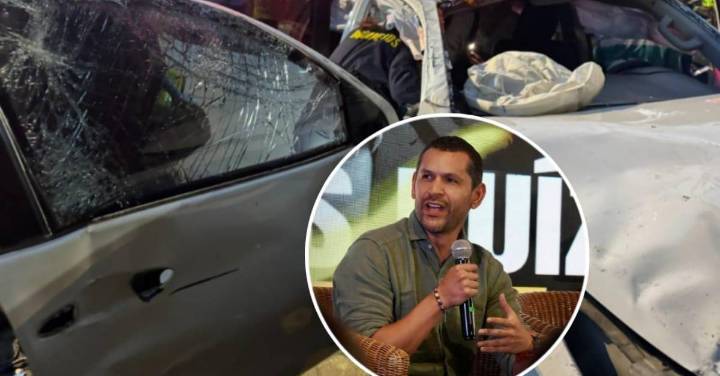 Así quedó el carro del esquema de seguridad de Daniel Palacios tras el grave accidente en Medellín