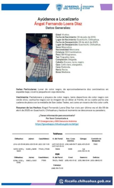 Mantiene Fiscalía investigación para localizar a jóvenes desaparecidos en Aldama y Guachochi
